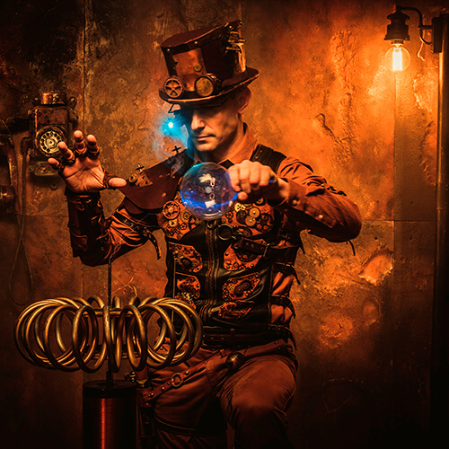 Odlehčený steampunkový motiv na stránce Kariéra